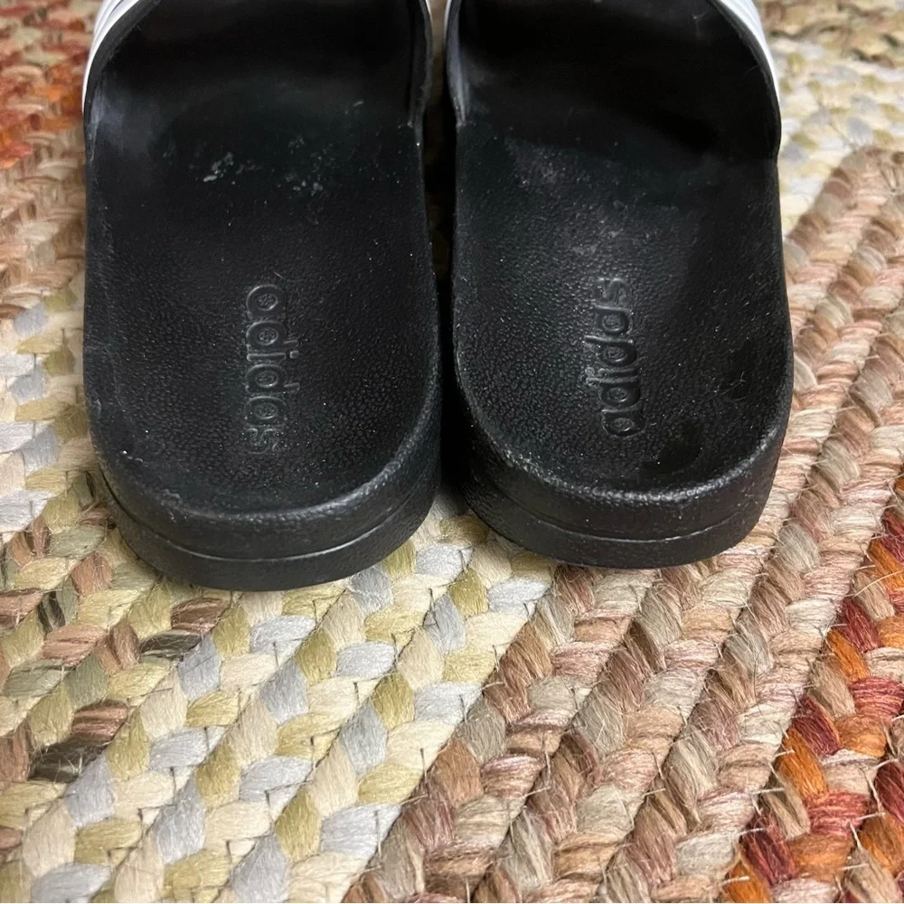 Adidas Black and White Striped Slides size 11